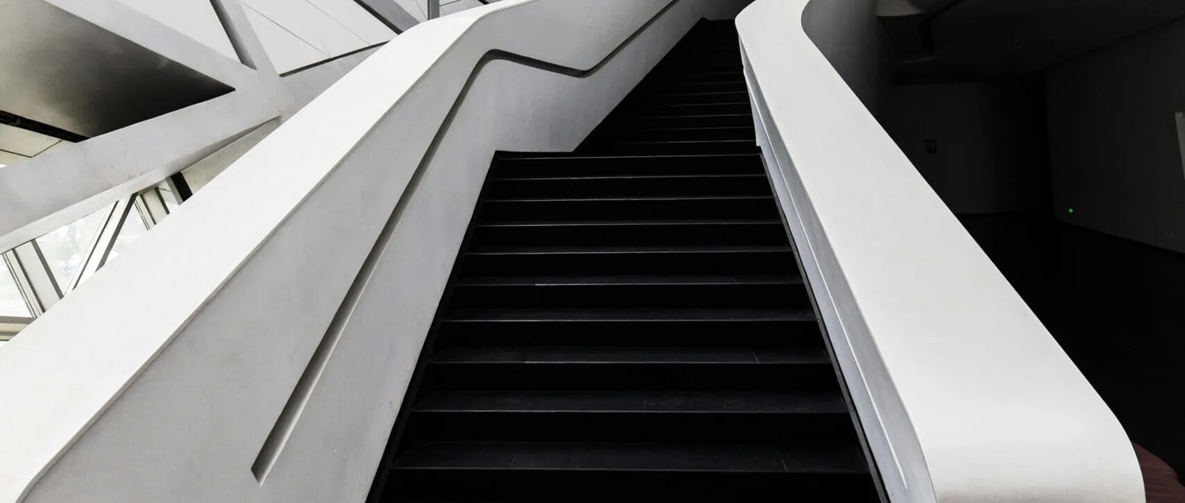 White sculptural staircase