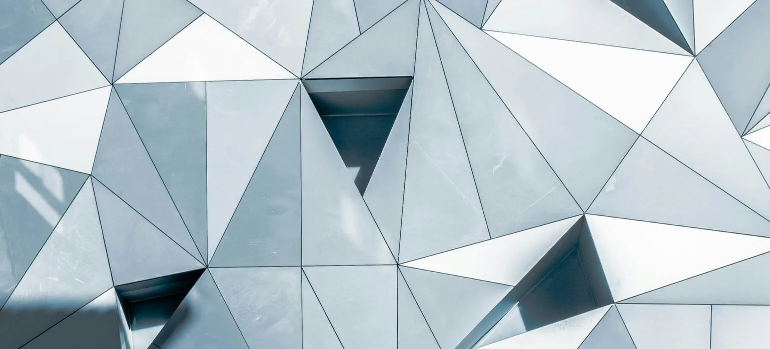 Faceted glass facade