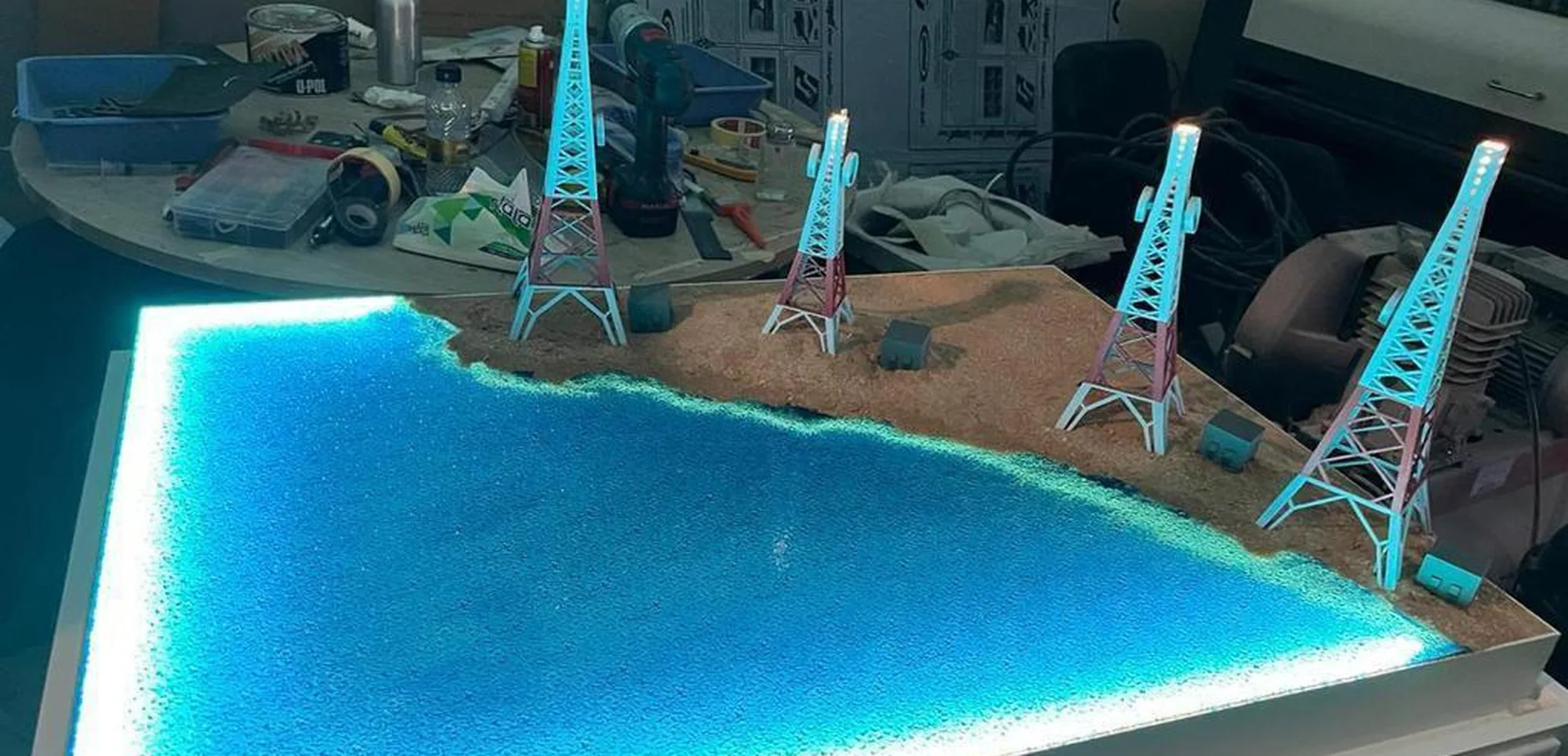 Coastal model being finished in the workshop
